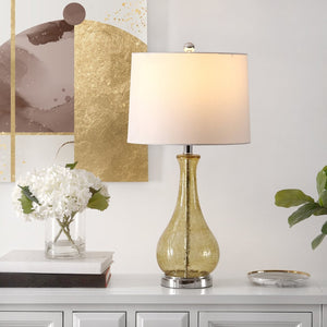 Safavieh FINNLEY Table Lamp - Textured Glass Base for Cozy Ambiance in Modern or Classic Home Decor Styles Amber TBL4206B