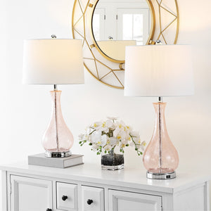 Safavieh FINNLEY, 27.5 Inch Blush Glass Table Lamp - Elegant Design for Warm Ambient Light & Stylish Decor TBL4206C
