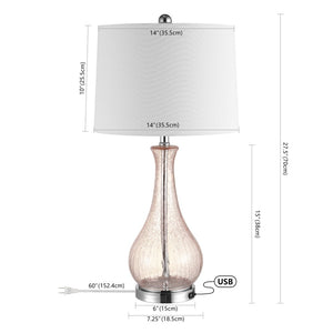 Safavieh FINNLEY, 27.5 Inch Blush Glass Table Lamp - Elegant Design for Warm Ambient Light & Stylish Decor TBL4206C