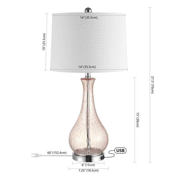 Safavieh FINNLEY, 27.5 Inch Blush Glass Table Lamp - Elegant Design for Warm Ambient Light & Stylish Decor TBL4206C