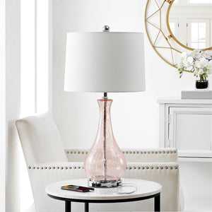 Safavieh FINNLEY, 27.5 Inch Blush Glass Table Lamp - Elegant Design for Warm Ambient Light & Stylish Decor TBL4206C