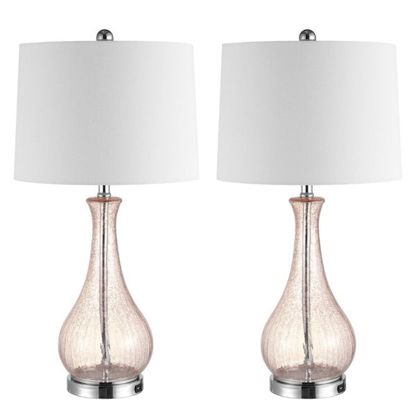 Safavieh FINNLEY, 27.5 Inch Blush Glass Table Lamp - Elegant Design for Warm Ambient Light & Stylish Decor TBL4206C