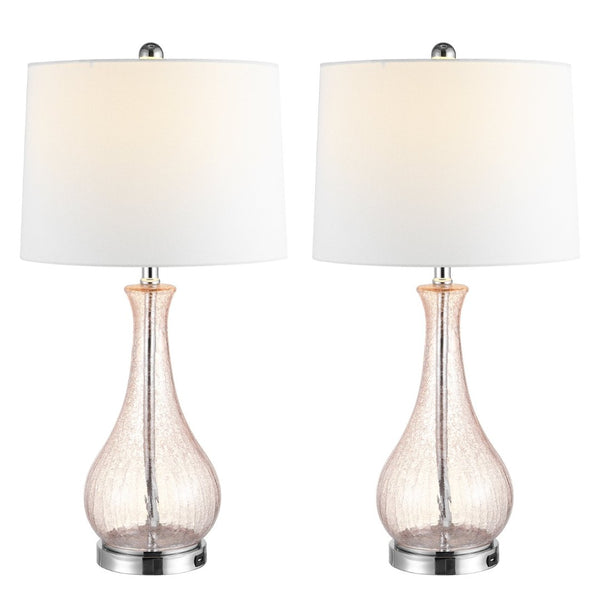 Safavieh FINNLEY, 27.5 Inch Blush Glass Table Lamp - Elegant Design for Warm Ambient Light & Stylish Decor TBL4206C