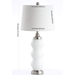 Safavieh JAYCE, 29-Inch White Glass Table Lamp with Silver Accents - Elegant Lighting for Any Space TBL4207A
