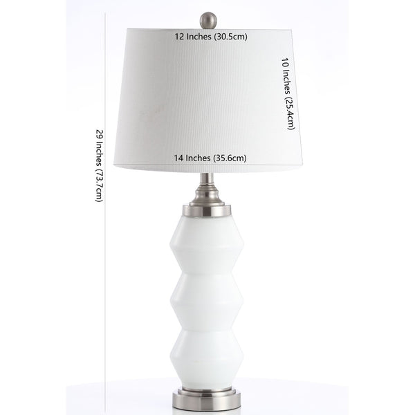 Safavieh JAYCE, 29-Inch White Glass Table Lamp with Silver Accents - Elegant Lighting for Any Space TBL4207A