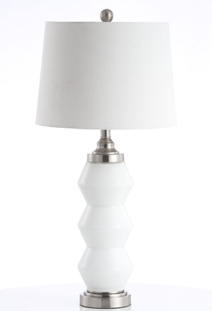 Safavieh JAYCE, 29-Inch White Glass Table Lamp with Silver Accents - Elegant Lighting for Any Space TBL4207A