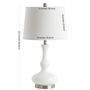 Safavieh KELLEN, 25.5-Inch White/Silver Glass Table Lamp - Elegant Modern Accent for Any Room Decor Style TBL4211A