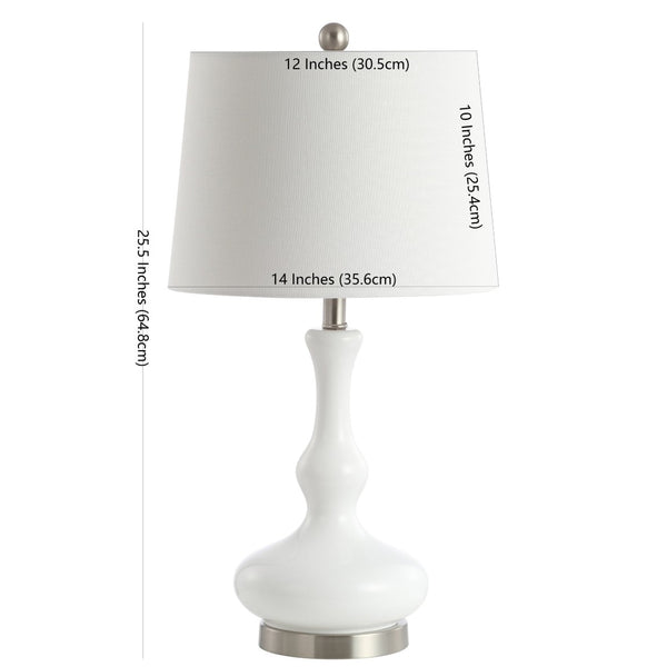 Safavieh KELLEN, 25.5-Inch White/Silver Glass Table Lamp - Elegant Modern Accent for Any Room Decor Style TBL4211A