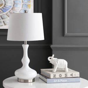 Safavieh KELLEN, 25.5-Inch White/Silver Glass Table Lamp - Elegant Modern Accent for Any Room Decor Style TBL4211A