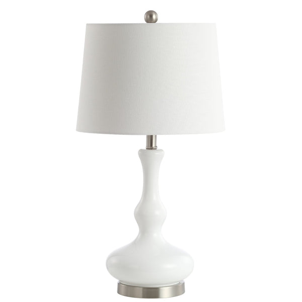Safavieh KELLEN, 25.5-Inch White/Silver Glass Table Lamp - Elegant Modern Accent for Any Room Decor Style TBL4211A