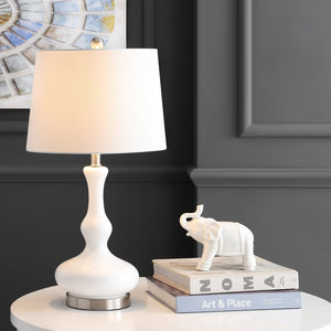 Safavieh KELLEN, 25.5-Inch White/Silver Glass Table Lamp - Elegant Modern Accent for Any Room Decor Style TBL4211A