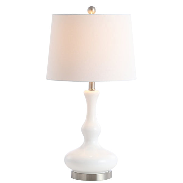 Safavieh KELLEN, 25.5-Inch White/Silver Glass Table Lamp - Elegant Modern Accent for Any Room Decor Style TBL4211A