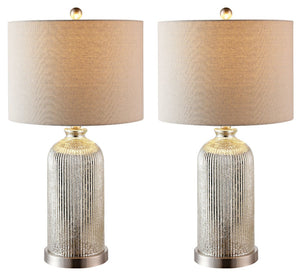 Safavieh ASHSON Table Lamp - Elegant Mercury Finish for Modern Decor, Perfect for Home or Office Spaces TBL4217A-SET2