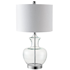 Safavieh BILSOR, Elegant 25" Clear Glass & Chrome Table Lamp Set of 2 for Modern and Classic Decor TBL4218A-SET2