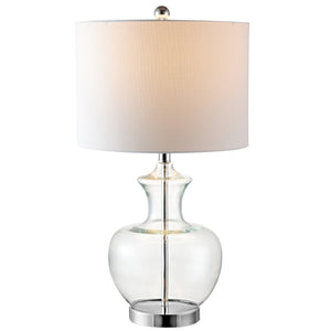 Safavieh BILSOR, Elegant 25" Clear Glass & Chrome Table Lamp Set of 2 for Modern and Classic Decor TBL4218A-SET2
