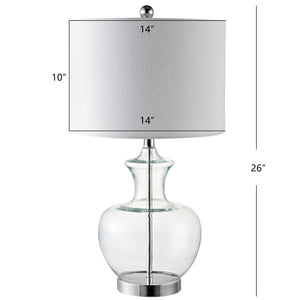 Safavieh BILSOR, Elegant 25" Clear Glass & Chrome Table Lamp Set of 2 for Modern and Classic Decor TBL4218A-SET2