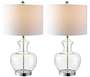 Safavieh BILSOR, Elegant 25" Clear Glass & Chrome Table Lamp Set of 2 for Modern and Classic Decor TBL4218A-SET2