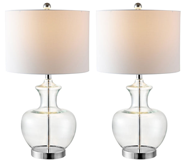 Safavieh BILSOR, Elegant 25" Clear Glass & Chrome Table Lamp Set of 2 for Modern and Classic Decor TBL4218A-SET2