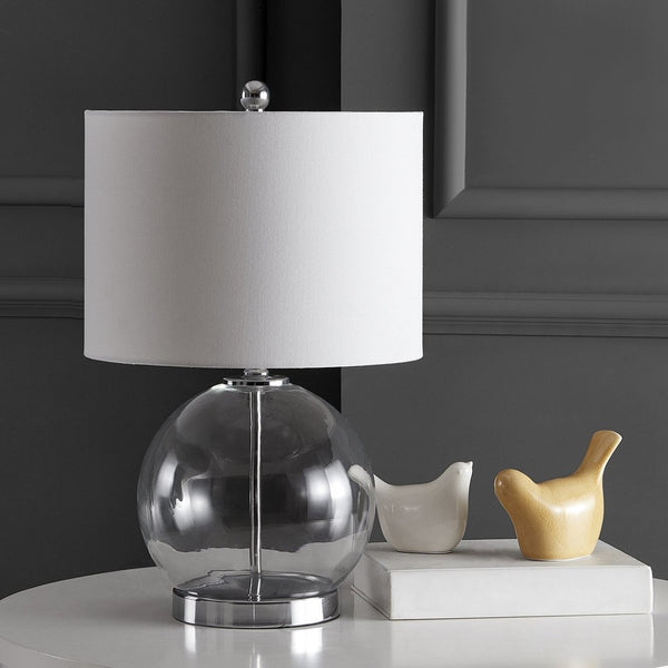 Safavieh LONNI, Elegant Glass Table Lamp Set of 2, 22.5 Inch Tall, Perfect for Modern Home Decor & Lighting Clear / Chrome TBL4219A-SET2