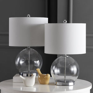 Safavieh LONNI, Elegant Glass Table Lamp Set of 2, 22.5 Inch Tall, Perfect for Modern Home Decor & Lighting Clear / Chrome TBL4219A-SET2