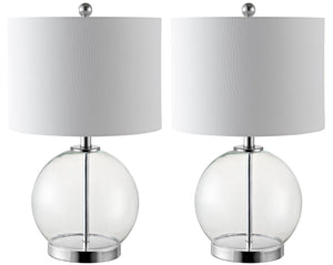 Safavieh LONNI, Elegant Glass Table Lamp Set of 2, 22.5 Inch Tall, Perfect for Modern Home Decor & Lighting Clear / Chrome TBL4219A-SET2