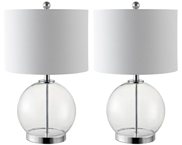 Safavieh LONNI, Elegant Glass Table Lamp Set of 2, 22.5 Inch Tall, Perfect for Modern Home Decor & Lighting Clear / Chrome TBL4219A-SET2