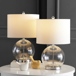 Safavieh LONNI, Elegant Glass Table Lamp Set of 2, 22.5 Inch Tall, Perfect for Modern Home Decor & Lighting Clear / Chrome TBL4219A-SET2