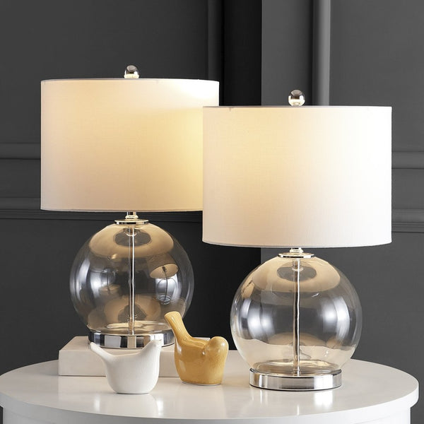 Safavieh LONNI, Elegant Glass Table Lamp Set of 2, 22.5 Inch Tall, Perfect for Modern Home Decor & Lighting Clear / Chrome TBL4219A-SET2