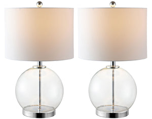 Safavieh LONNI, Elegant Glass Table Lamp Set of 2, 22.5 Inch Tall, Perfect for Modern Home Decor & Lighting Clear / Chrome TBL4219A-SET2