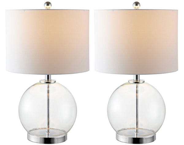 Safavieh LONNI, Elegant Glass Table Lamp Set of 2, 22.5 Inch Tall, Perfect for Modern Home Decor & Lighting Clear / Chrome TBL4219A-SET2