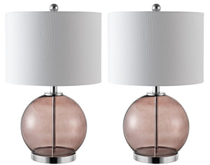 Safavieh LONNI, Elegant Glass Table Lamp Set of 2, 22.5 Inch Tall, Perfect for Modern Home Decor & Lighting Grey TBL4219B-SET2