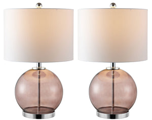 Safavieh LONNI, Elegant Glass Table Lamp Set of 2, 22.5 Inch Tall, Perfect for Modern Home Decor & Lighting Grey TBL4219B-SET2