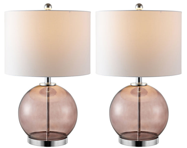Safavieh LONNI, Elegant Glass Table Lamp Set of 2, 22.5 Inch Tall, Perfect for Modern Home Decor & Lighting Grey TBL4219B-SET2
