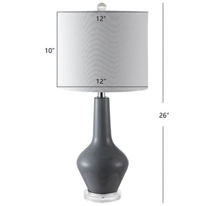 Safavieh VELOR, Elegant Glass Table Lamp Set of 2 - 26 Inch Stylish Design for Ambiance and Task Lighting Grey TBL4220A-SET2