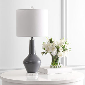 Safavieh VELOR, Elegant Glass Table Lamp Set of 2 - 26 Inch Stylish Design for Ambiance and Task Lighting Grey TBL4220A-SET2