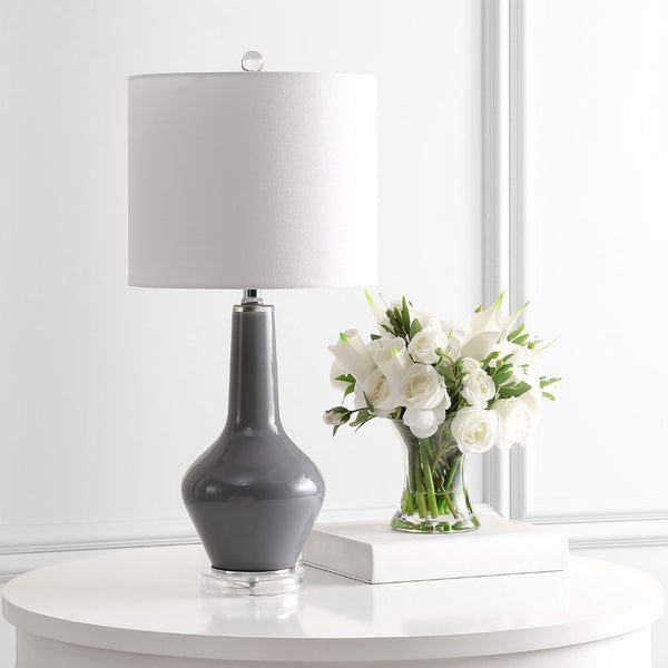 Safavieh VELOR, Elegant Glass Table Lamp Set of 2 - 26 Inch Stylish Design for Ambiance and Task Lighting Grey TBL4220A-SET2