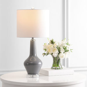 Safavieh VELOR, Elegant Glass Table Lamp Set of 2 - 26 Inch Stylish Design for Ambiance and Task Lighting Grey TBL4220A-SET2