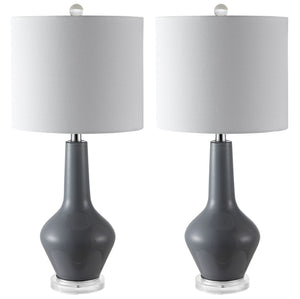 Safavieh VELOR, Elegant Glass Table Lamp Set of 2 - 26 Inch Stylish Design for Ambiance and Task Lighting Grey TBL4220A-SET2