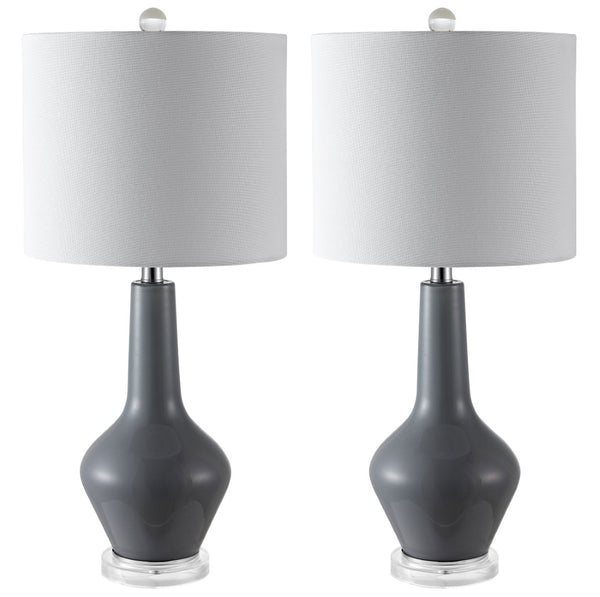 Safavieh VELOR, Elegant Glass Table Lamp Set of 2 - 26 Inch Stylish Design for Ambiance and Task Lighting Grey TBL4220A-SET2