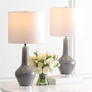 Safavieh VELOR, Elegant Glass Table Lamp Set of 2 - 26 Inch Stylish Design for Ambiance and Task Lighting Grey TBL4220A-SET2