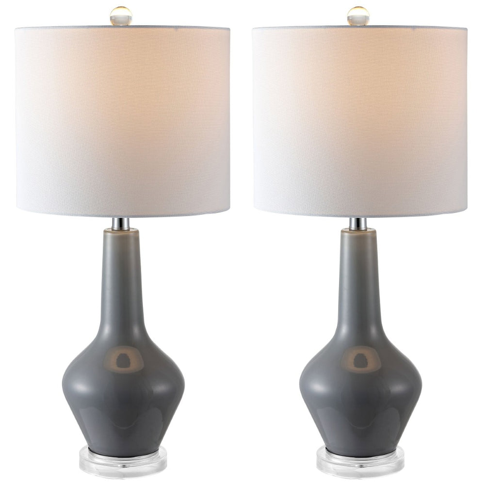 Safavieh VELOR, Elegant Glass Table Lamp Set of 2 - 26 Inch Stylish Design for Ambiance and Task Lighting Grey TBL4220A-SET2