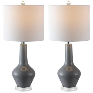 Safavieh VELOR, Elegant Glass Table Lamp Set of 2 - 26 Inch Stylish Design for Ambiance and Task Lighting Grey TBL4220A-SET2