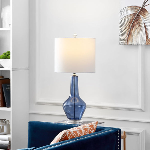 Safavieh VELOR, Elegant Glass Table Lamp Set of 2 - 26 Inch Stylish Design for Ambiance and Task Lighting Blue TBL4220B-SET2