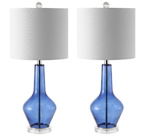 Safavieh VELOR, Elegant Glass Table Lamp Set of 2 - 26 Inch Stylish Design for Ambiance and Task Lighting Blue TBL4220B-SET2