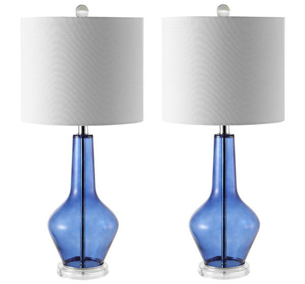 Safavieh VELOR, Elegant Glass Table Lamp Set of 2 - 26 Inch Stylish Design for Ambiance and Task Lighting Blue TBL4220B-SET2
