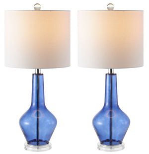 Safavieh VELOR, Elegant Glass Table Lamp Set of 2 - 26 Inch Stylish Design for Ambiance and Task Lighting Blue TBL4220B-SET2