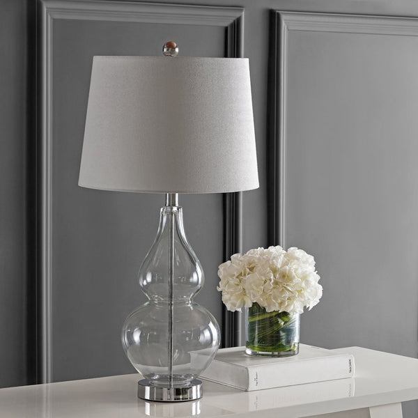 Safavieh FRENA, Elegant 26.5 Inch Clear Glass Table Lamps Set of 2 for Modern & Minimalist Interiors TBL4221A-SET2