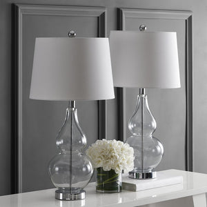 Safavieh FRENA, Elegant 26.5 Inch Clear Glass Table Lamps Set of 2 for Modern & Minimalist Interiors TBL4221A-SET2