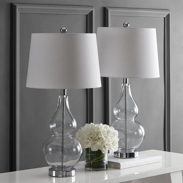 Safavieh FRENA, Elegant 26.5 Inch Clear Glass Table Lamps Set of 2 for Modern & Minimalist Interiors TBL4221A-SET2