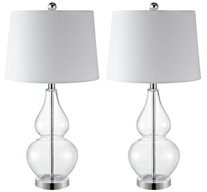 Safavieh FRENA, Elegant 26.5 Inch Clear Glass Table Lamps Set of 2 for Modern & Minimalist Interiors TBL4221A-SET2